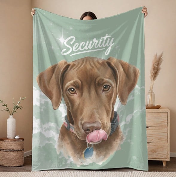 A customer's custom pet blanket