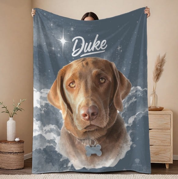 A customer's custom pet blanket