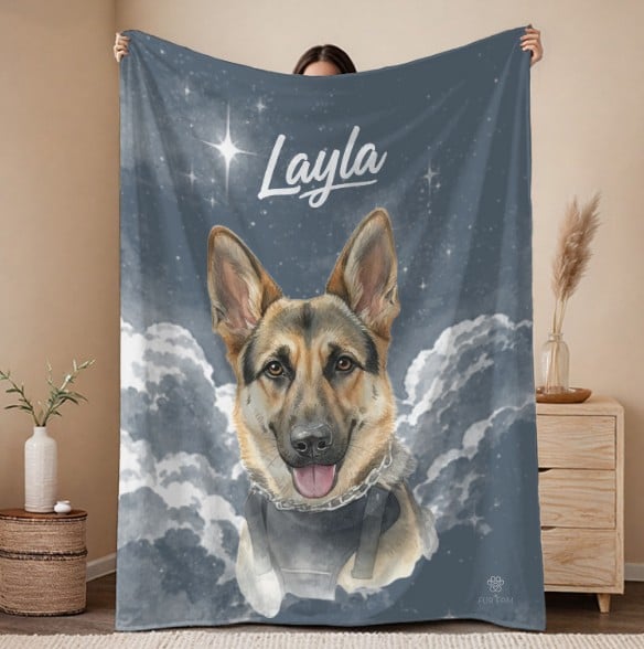 A customer's custom pet blanket