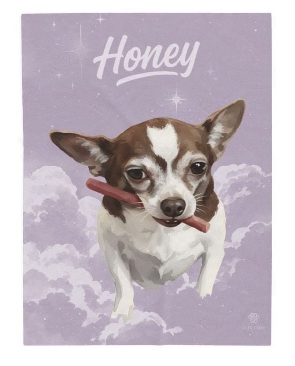 A customer's custom pet blanket